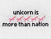 Kundy Crew: unicorn is more than nation, needlework, 2014, 11x15 cm. Courtesy Knoll Galerie Wien.